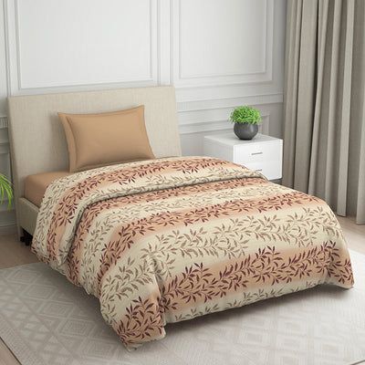 Ornate Brown Polycotton Quilt Single Harmony - By Welspun