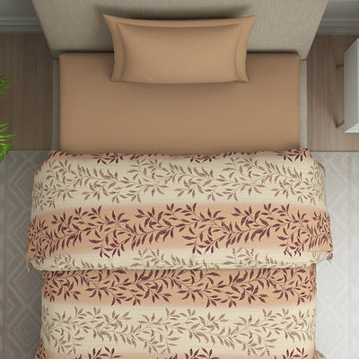 Ornate Brown Polycotton Quilt Single Harmony - By Welspun