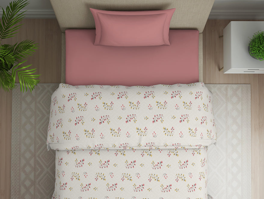 Floral Grey Polycotton Quilt Single Harmony - By Welspun