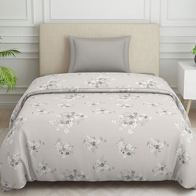 Floral Grey Polycotton Quilt Single Harmony - By Welspun