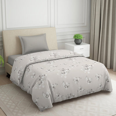 Floral Grey Polycotton Quilt Single Harmony - By Welspun