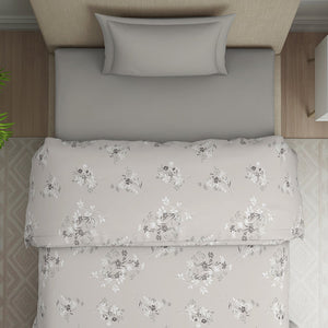 Floral Grey Polycotton Quilt Single Harmony - By Welspun