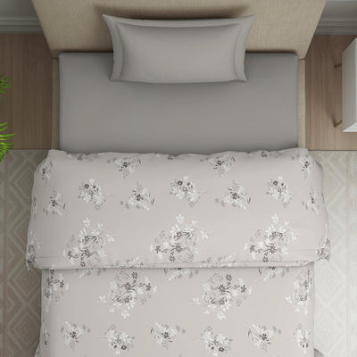 Floral Grey Polycotton Quilt Single Harmony - By Welspun