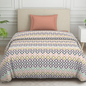 Geometric Pink Polycotton Quilt Single Harmony - By Welspun