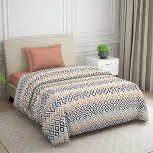 Geometric Pink Polycotton Quilt Single Harmony - By Welspun