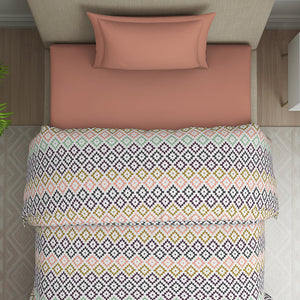 Geometric Pink Polycotton Quilt Single Harmony - By Welspun