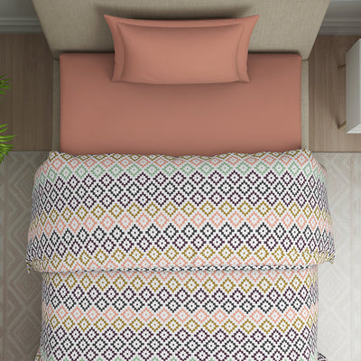 Geometric Pink Polycotton Quilt Single Harmony - By Welspun
