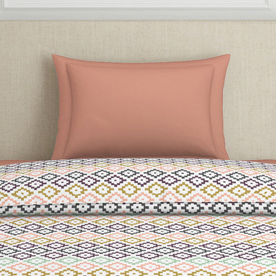 Geometric Pink Polycotton Quilt Single Harmony - By Welspun
