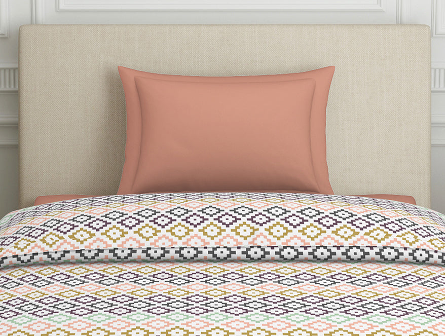 Geometric Pink Polycotton Quilt Single Harmony - By Welspun