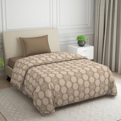 Ornate Beige Polycotton Quilt Single Harmony - By Welspun