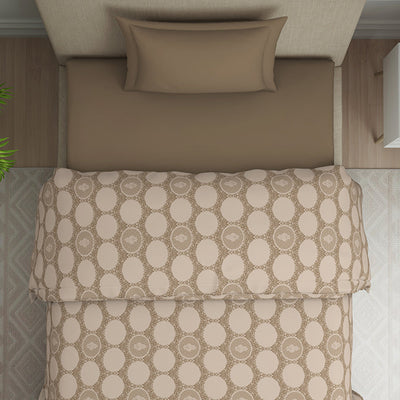 Ornate Beige Polycotton Quilt Single Harmony - By Welspun