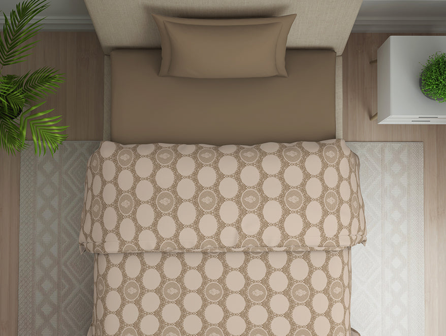 Ornate Beige Polycotton Quilt Single Harmony - By Welspun