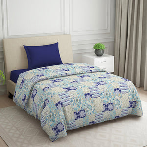 Geometric Blue Polycotton Quilt Single Harmony - By Welspun