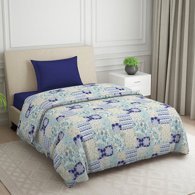 Geometric Blue Polycotton Quilt Single Harmony - By Welspun