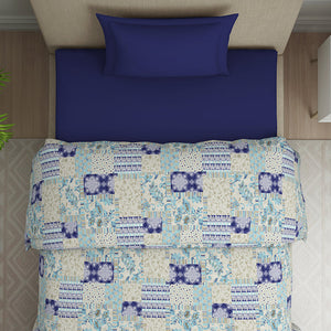 Geometric Blue Polycotton Quilt Single Harmony - By Welspun