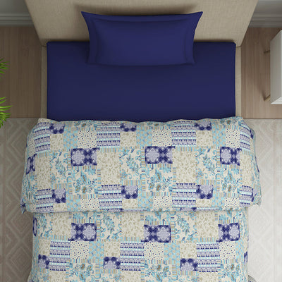 Geometric Blue Polycotton Quilt Single Harmony - By Welspun