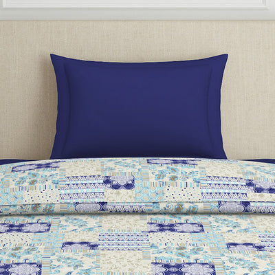 Geometric Blue Polycotton Quilt Single Harmony - By Welspun