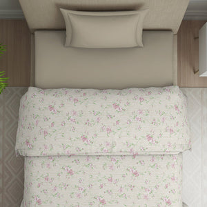 Gloral Pink Polycotton Quilt Single Harmony - By Welspun