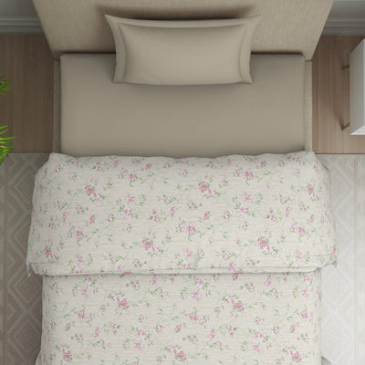 Gloral Pink Polycotton Quilt Single Harmony - By Welspun