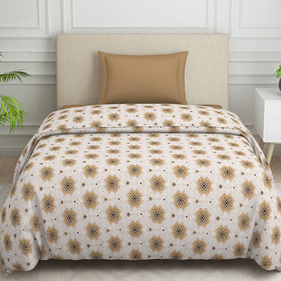 Ornate Brown Polycotton Quilt Single Harmony - By Welspun