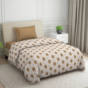 Ornate Brown Polycotton Quilt Single Harmony - By Welspun