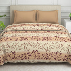 Ornate Brown Polycotton Quilt Double Harmony - By Welspun
