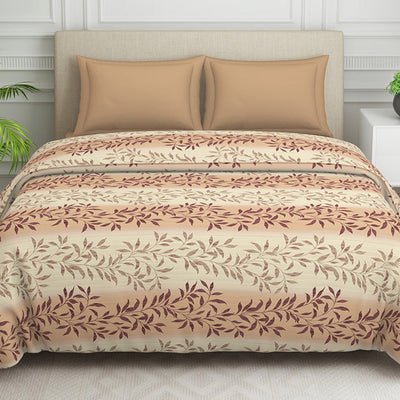 Ornate Brown Polycotton Quilt Double Harmony - By Welspun