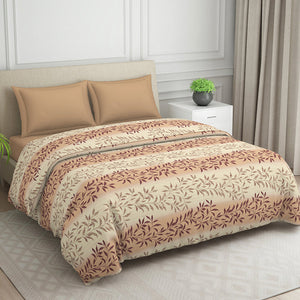 Ornate Brown Polycotton Quilt Double Harmony - By Welspun