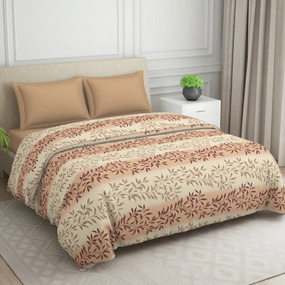 Ornate Brown Polycotton Quilt Double Harmony - By Welspun