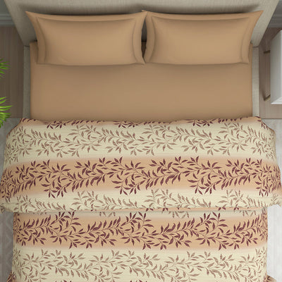 Ornate Brown Polycotton Quilt Double Harmony - By Welspun