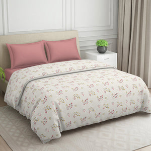 Floral Grey Polycotton Quilt Double Harmony - By Welspun