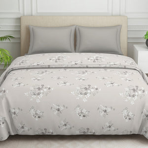 Floral Grey Polycotton Quilt Double Harmony - By Welspun