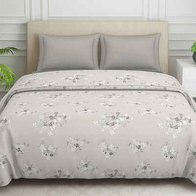 Floral Grey Polycotton Quilt Double Harmony - By Welspun