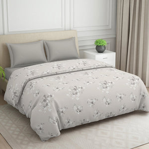 Floral Grey Polycotton Quilt Double Harmony - By Welspun