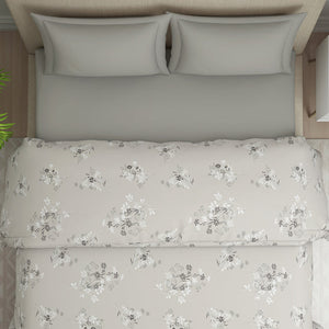 Floral Grey Polycotton Quilt Double Harmony - By Welspun