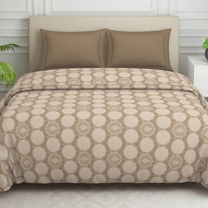 Ornate Beige Polycotton Quilt Double Harmony - By Welspun