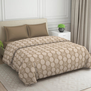 Ornate Beige Polycotton Quilt Double Harmony - By Welspun