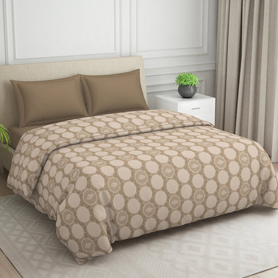 Ornate Beige Polycotton Quilt Double Harmony - By Welspun