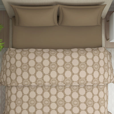 Ornate Beige Polycotton Quilt Double Harmony - By Welspun