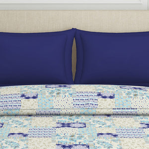 Geometric Blue Polycotton Quilt Double Harmony - By Welspun