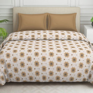 Ornate Brown Polycotton Quilt Double Harmony - By Welspun