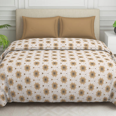 Ornate Brown Polycotton Quilt Double Harmony - By Welspun