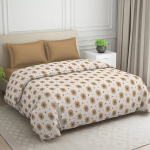 Ornate Brown Polycotton Quilt Double Harmony - By Welspun