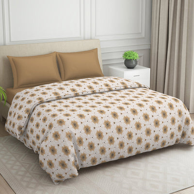Ornate Brown Polycotton Quilt Double Harmony - By Welspun