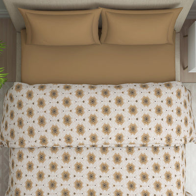 Ornate Brown Polycotton Quilt Double Harmony - By Welspun