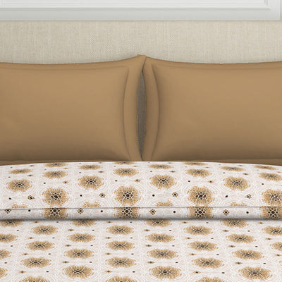 Ornate Brown Polycotton Quilt Double Harmony - By Welspun