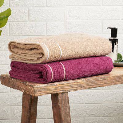 Solid Dark Pink 100% Cotton Bath Towel - Radiance By Spaces