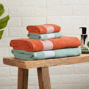 Solid Dark Orange 100% Cotton Towel Combo - Aurum By Spaces