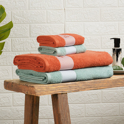 Solid Dark Orange 100% Cotton Towel Combo - Aurum By Spaces