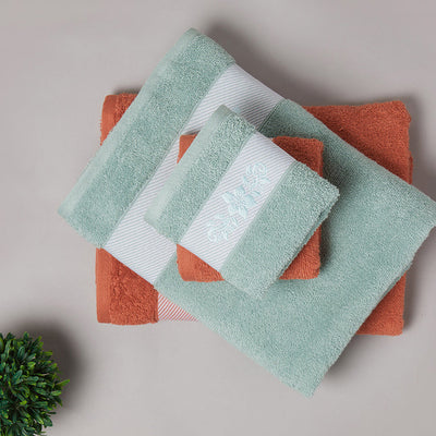 Solid Dark Orange 100% Cotton Towel Combo - Aurum By Spaces